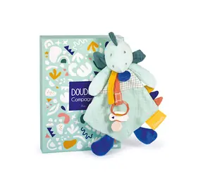 Doudou Zestaw upominkowy - Uchwyt na smoczek w kształcie dinozaura, zielony 23 cm / od 0 lat