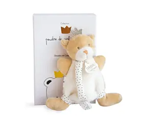 Doudou Zestaw upominkowy - Zabawka z uchwytem na smoczek Miś król 15 cm / od 0 lat
