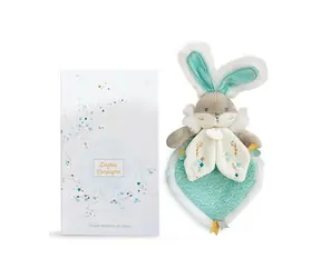 Zestaw upominkowy Doudou - Zabawkowy turkusowy królik przyjaciel 24 cm / od 0 lat