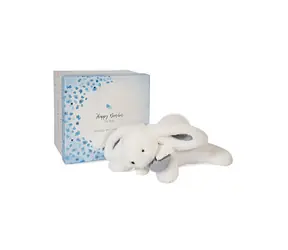 Doudou Zestaw upominkowy - Pluszowy królik z białym puchem 25 cm / od 0 lat