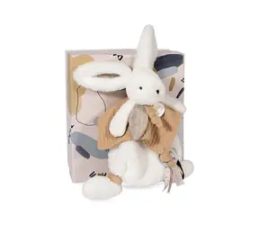 Doudou Zestaw upominkowy - Pluszowy królik z myszką 25 cm beżowy / od 0 lat