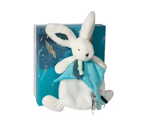 Doudou Zestaw upominkowy - Pluszowy królik z myszką 25 cm niebieski / od 0 lat