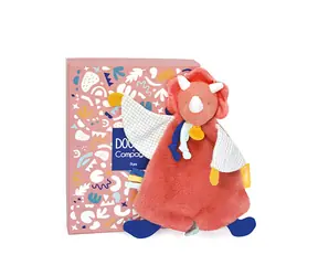 Doudou Zestaw upominkowy - Pluszowa mysz dinozaur pomarańczowa 25 cm / od 0 lat