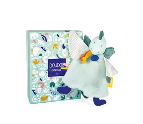 Doudou Zestaw upominkowy - Pluszowy dinozaur zielony 25 cm / od 0 lat