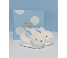 Doudou Zestaw upominkowy - Zestaw butów z grzechotkami królik niebieski 0-6 miesięcy