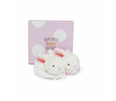 Doudou Gift set - Zestaw butów z grzechotkami królik różowy 0-6 miesięcy
