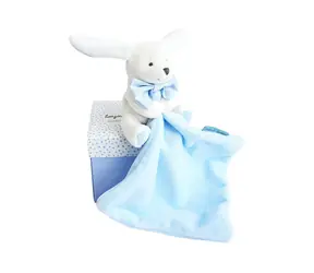 Doudou Zestaw upominkowy niebieski - królik z myszką 10 cm / od 0 lat