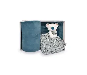 Doudou Zestaw upominkowy Happy Koala Yoca w kratę i muchlaček / od 0 lat