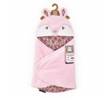 Doudou Pluszowy różowy koc z kapturem Boh&#39;aime 70 cm / od 0 lat