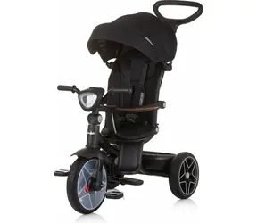 CHIPOLINO Rowerek trójkołowy z dachem i pozytywką Derby 2w1 Obsidian / od 1,5 roku / do 25 kg
