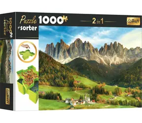 Trefl - Puzzle - 2w1 Dolomity, Włochy z sortownikiem / 1000 elementów / 68,3 x 48 cm / wiek 12+