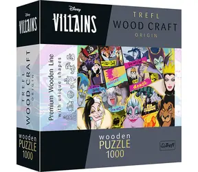 Trefl Wood Craft Origin - Puzzle - Disney: Spotkanie złoczyńców / 1000 elementów / 51,9 x 37,5 cm / wiek 14+