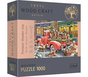 Trefl Wood Craft Origin - Puzzle - Mali pomocnicy Świętego Mikołaja / 1000 elementów / 51,9 x 37,5 cm / wiek 14+