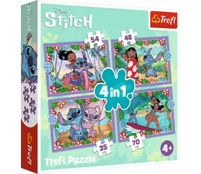 Trefl - Puzzle - Lilo&Stitch: Szalony dzień 4 w 1 / 35|48|54|70 / 28,5 x 20x5 cm / wiek 4+