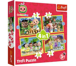 Trefl - Puzzle - Cocomelon: Poznaj 4w1 / 12|15|20|24 elementy / 28,5 x 20,5 cm / wiek 3+