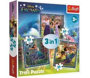 Trefl - Puzzle - Encanto: Figurki 3 w 1 / 20|26|50 elementów / 20 x 19,5 cm / wiek 3+
