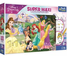 Trefl - Puzzle - Dwustronne puzzle Szczęśliwe księżniczki SUPER MAXI / 24 elementy / 60 x 40 cm / wiek 3+