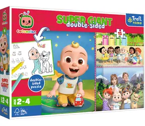 Trefl - Puzzle - Dwustronne puzzle Cocomelon: Wesołego dnia z przyjaciółmi SUPER GIANT / 15 elementów / 60 x 40 cm / wiek 2+