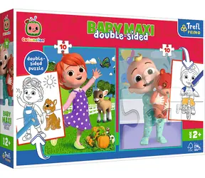 Trefl - Puzzle - Dwustronne puzzle Cocomelon: Wesołego dnia z przyjaciółmi BABY MAXI / 15 elementów / 60 x 40 cm / wiek 2+