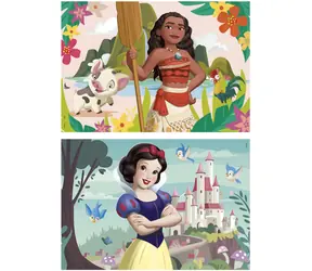 Educa Drewniane puzzle Księżniczki Disney : Moana i Królewna Śnieżka / 2x50 elementów / od 4 lat