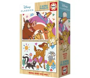 Educa Drewniana układanka Król Lew i Bambi / 2x16 elementów / od 3 lat