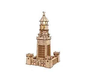 Drewniana mechaniczna układanka 3D Ugears Latarnia morska Aleksandrii