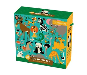 Puzzle Mudpuppy Jumbo: Zwierzęta z całego świata / 25 elementów / od 2 lat