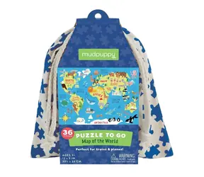 Mudpuppy Puzzle World Map w materiałowym worku / 36 elementów / od 3 lat