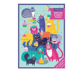 Puzzle Mudpuppy z życzeniami przyjęcia dla kota / 12 elementów / od 3 lat 