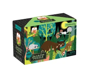 Puzzle Mudpuppy Zwierzęta w Lesie - świecące w ciemności / 100 elementów / od 5 lat