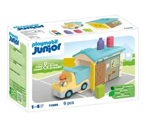 Playmobil® Junior 71686 Wywrotka z garażem / Liczba elementów: 9 / od 1 roku