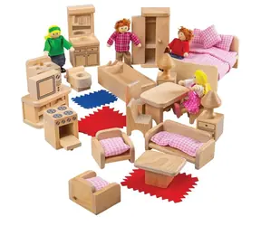 Bigjigs Toys Zestaw mebli do domu i figurek rodzinnych / 26 elementów / od 3 lat