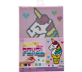 GRAFIX Obraz diamentowy na ramie Pixel Unicorn 15x20cm / od 6 lat