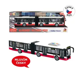 MaDe 09023 - Autobus z kołem zamachowym 44 cm, mówi po czesku, zapowiada przystanki, wzór CZ