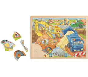 GOKI Puzzle drewniane Na budowie / 56 elementów / od 3 lat