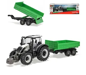 Ciągnik Bburago Farm 10 cm z przyczepą - Valtra N174 - Wywrotka / skala 1:50