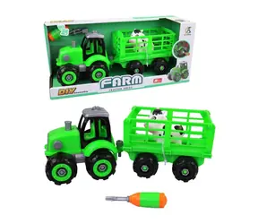Traktor MaDe z przyczepą, przykręcany / 32,5 x 12 x 13 cm / od 3 lat