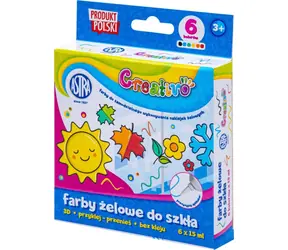 ASTRA CREATIVO Farby żelowe do szkła 6x15ml / od 3 lat