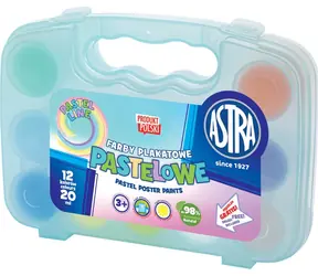Farby temperowe ASTRA pastelowe 12 x 20 ml w plastikowym etui niebieskie / od 3 lat