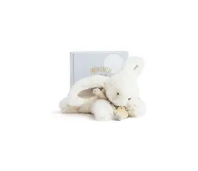 Zestaw prezentowy Doudou - Pluszowy króliczek beżowy 16 cm / od 0 miesięcy