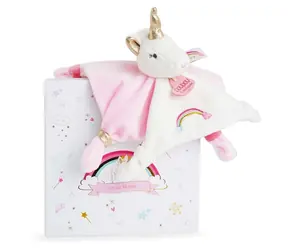 Zestaw prezentowy Doudou - pluszowy jednorożec różowy 20 cm / od 0 miesięcy