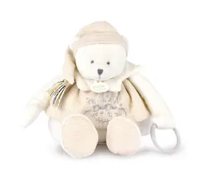 Zestaw prezentowy Doudou Pluszowy miś polarny z pierścionkiem 30 cm Beżowy / od 0 miesięcy