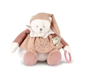 Zestaw prezentowy Doudou Pluszowy miś polarny z pierścionkiem 30 cm Różowy / od 0 miesięcy
