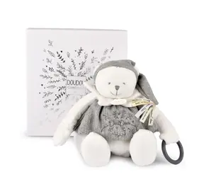 Zestaw prezentowy Doudou Pluszowy miś polarny z pierścionkiem 30 cm Szary / od 0 miesięcy