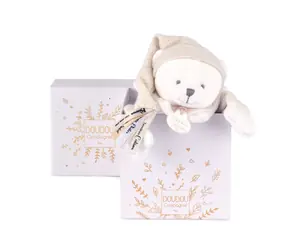 Zestaw prezentowy Doudou Pluszowy Miś z Czapką Beżowy 25 cm / od 0 miesięcy