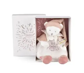 Zestaw prezentowy Doudou Pluszowy Miś z Czapką Różowy 25 cm / od 0 miesięcy