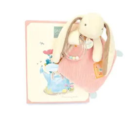Zestaw upominkowy Doudou Różowy Króliczek Ciboulette z grzechotką 21 cm / od 0 miesięcy