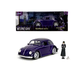 Samochód Jada Wednesday z 1972 roku VW Beetle i figurka Wednesday / 1:24 / od 8 lat