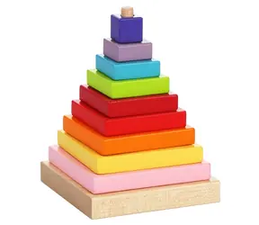 CUBIKA 13357 Kolorowa piramida - układanka drewniana / 9 elementów / od 18 miesięcy