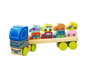 CUBIKA 13418 Ciężarówka z samochodami - układanka drewniana / 12 elementów / od 18 miesięcy